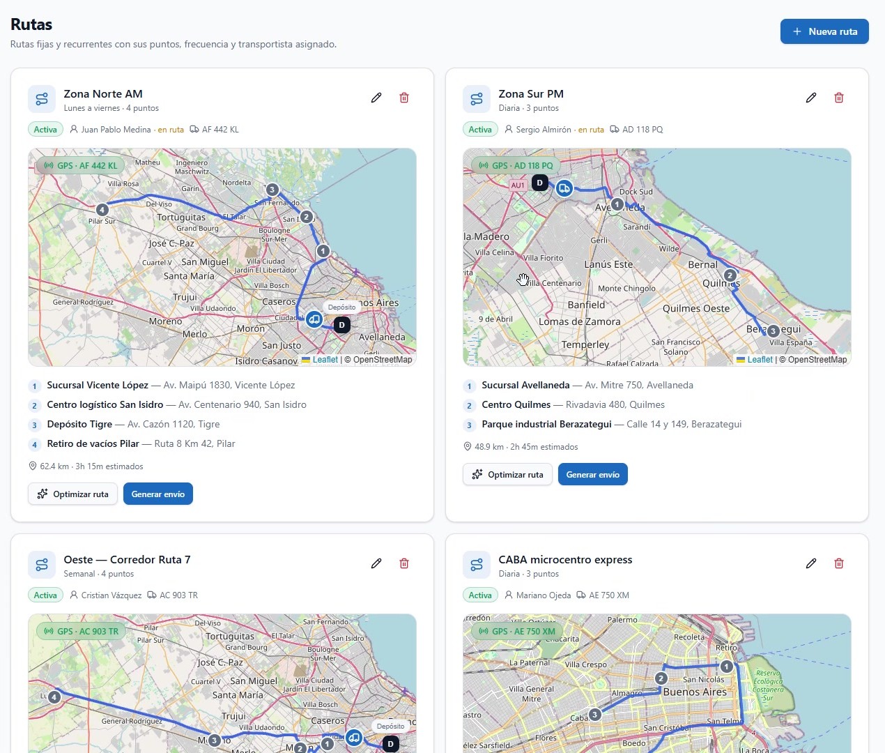 Módulo de rutas con mapas