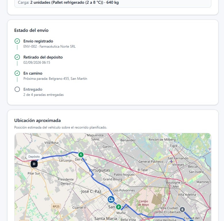 Seguimiento del envío para el cliente
